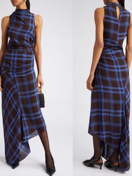 A.L.C. Dresses & Skirts - NWT A.L.C. Iggy Plaid Draped High-Neck Assymetrical Dress